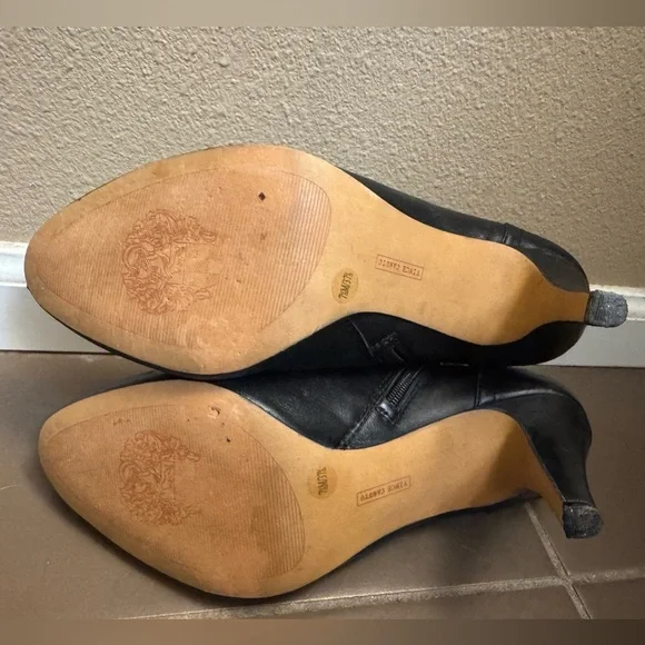 VINCE CAMUTO VIVE Black Ankle Bootie SZ 7.5 Leather Boots Side Zip Shoes - Picture 11 of 17